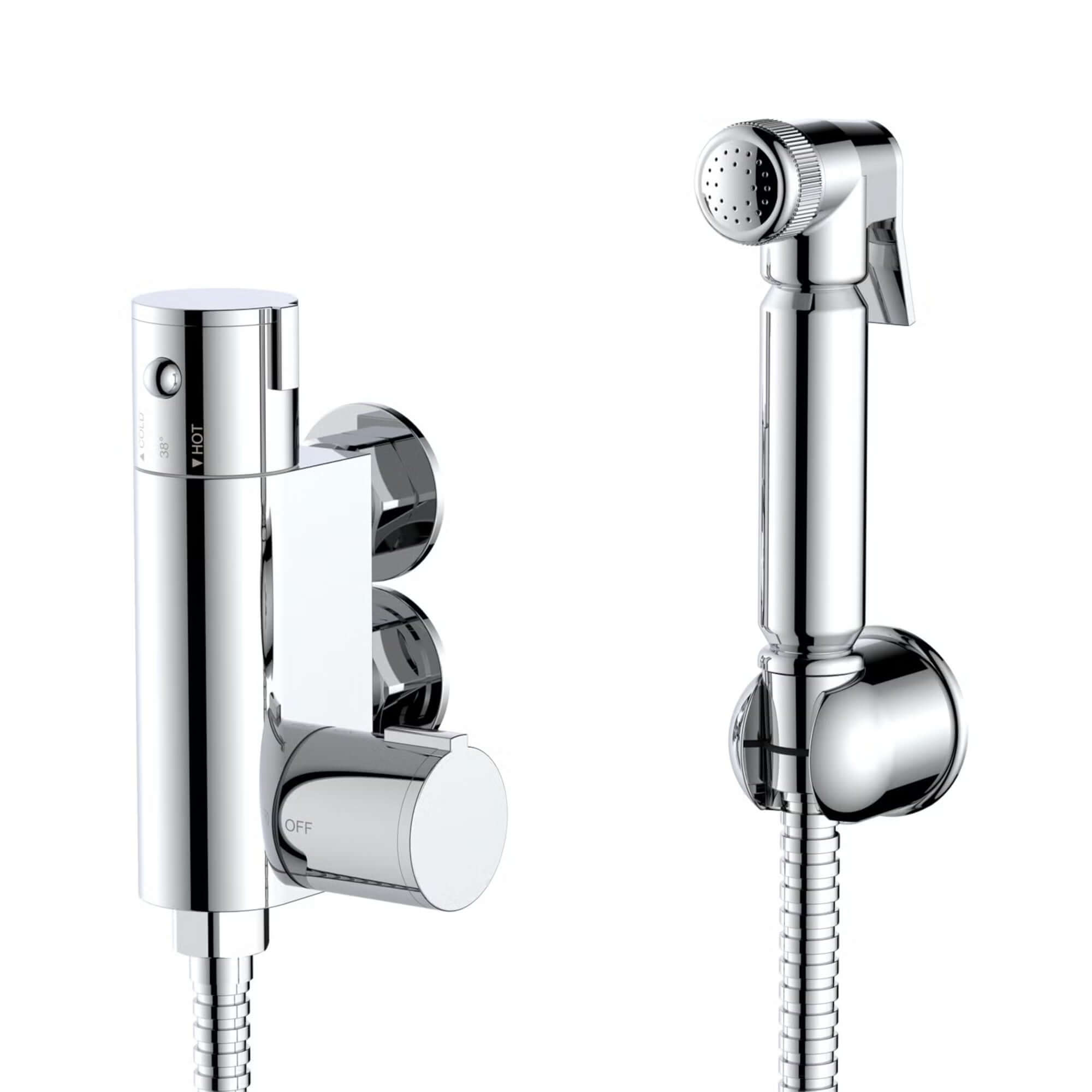 Buy Vero round douche thermostatic bar valve with shower spray kit - chrome Online UK | HOUSE OF ENKI